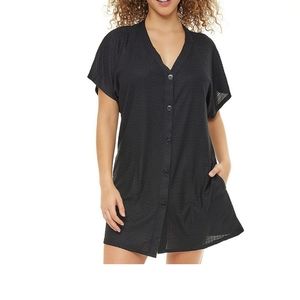 Black lightweight waffled swimsuit cover up, NEW